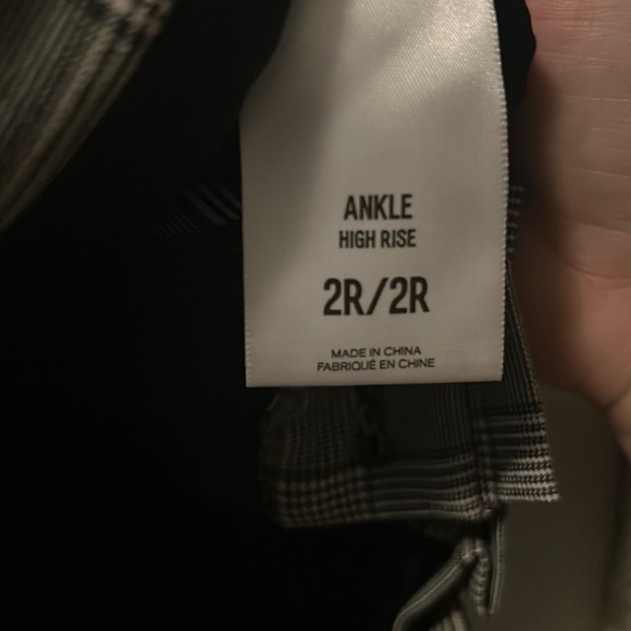 Express Grey Plaid Tie High Waist Ankle Dress Pant - Picture 3 of 3